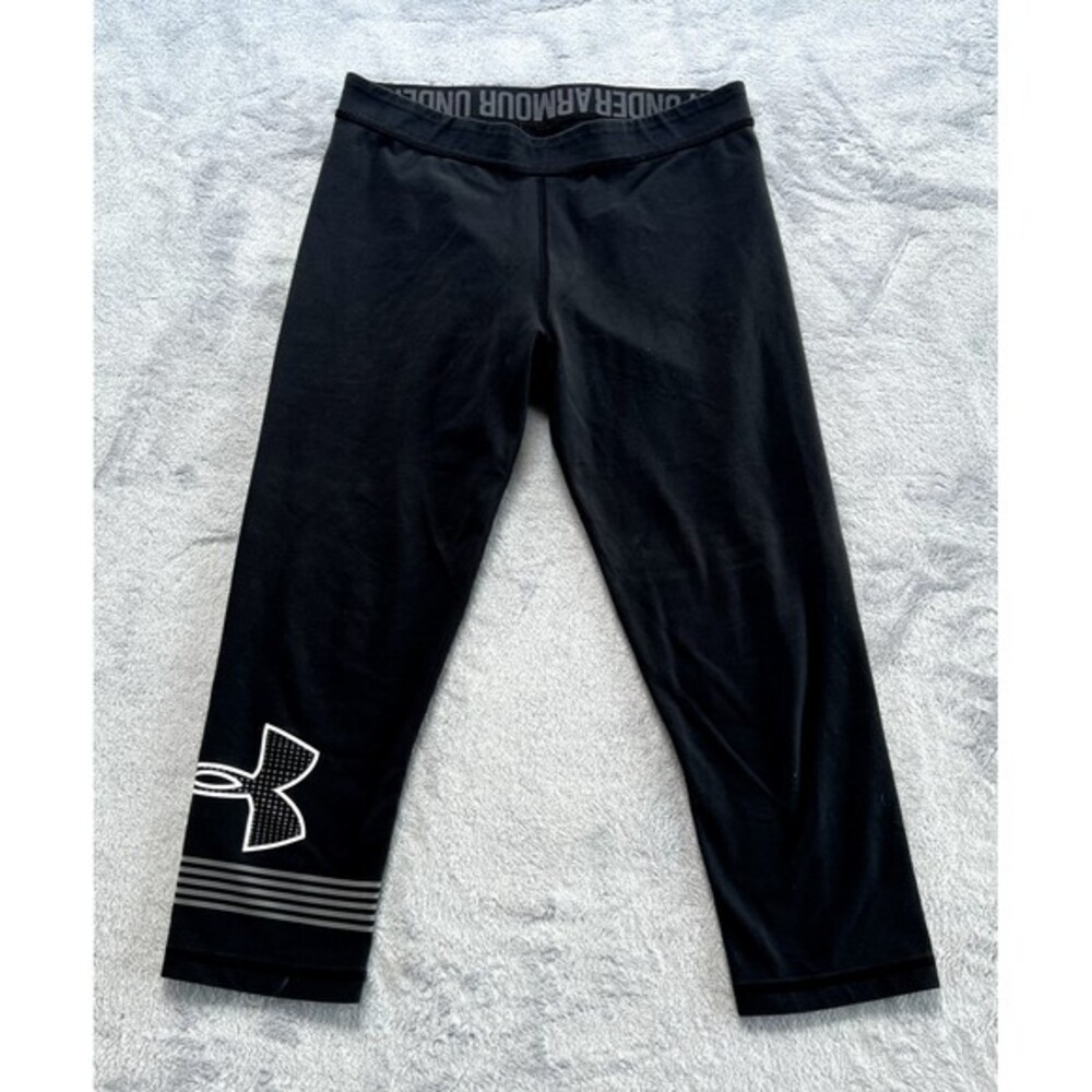 Under Armour Leggings‎ Womens S Black Cropped Fitted Athletic Workout Comfort